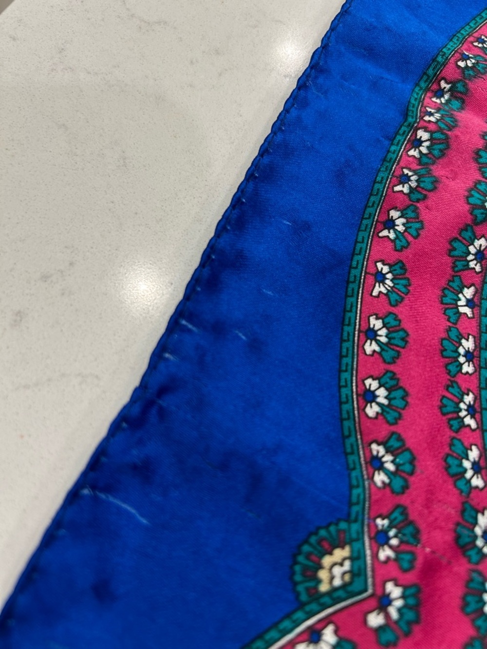 (3 for $10) Vibrant Blue Paisley Square Scarf - Picture 5 of 8